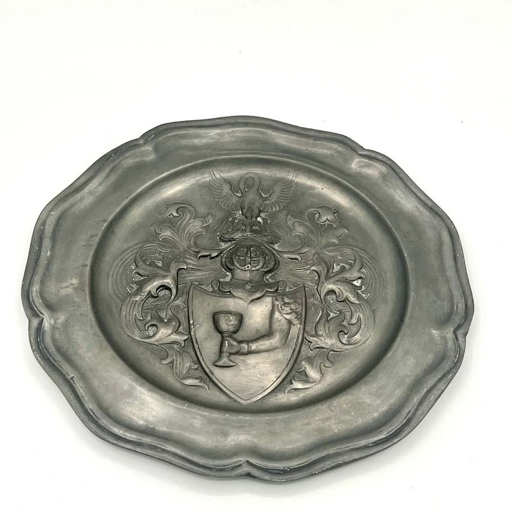 Antique Silver Coat Of Arms Wall Hanger Plaque
